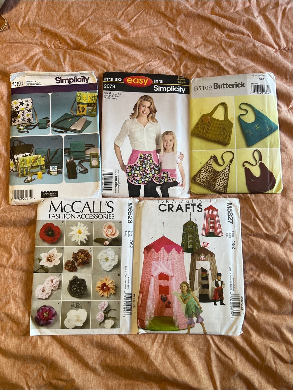 Simplicity Sewing Pattern Lot with Pink, Black, Green, Yellow, White